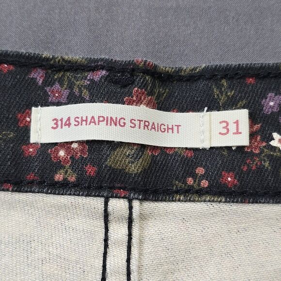 Levi's 314 Flowered Shaping Straight Jeans Size 31x30 Women's Mid Rise - Picture 13 of 16